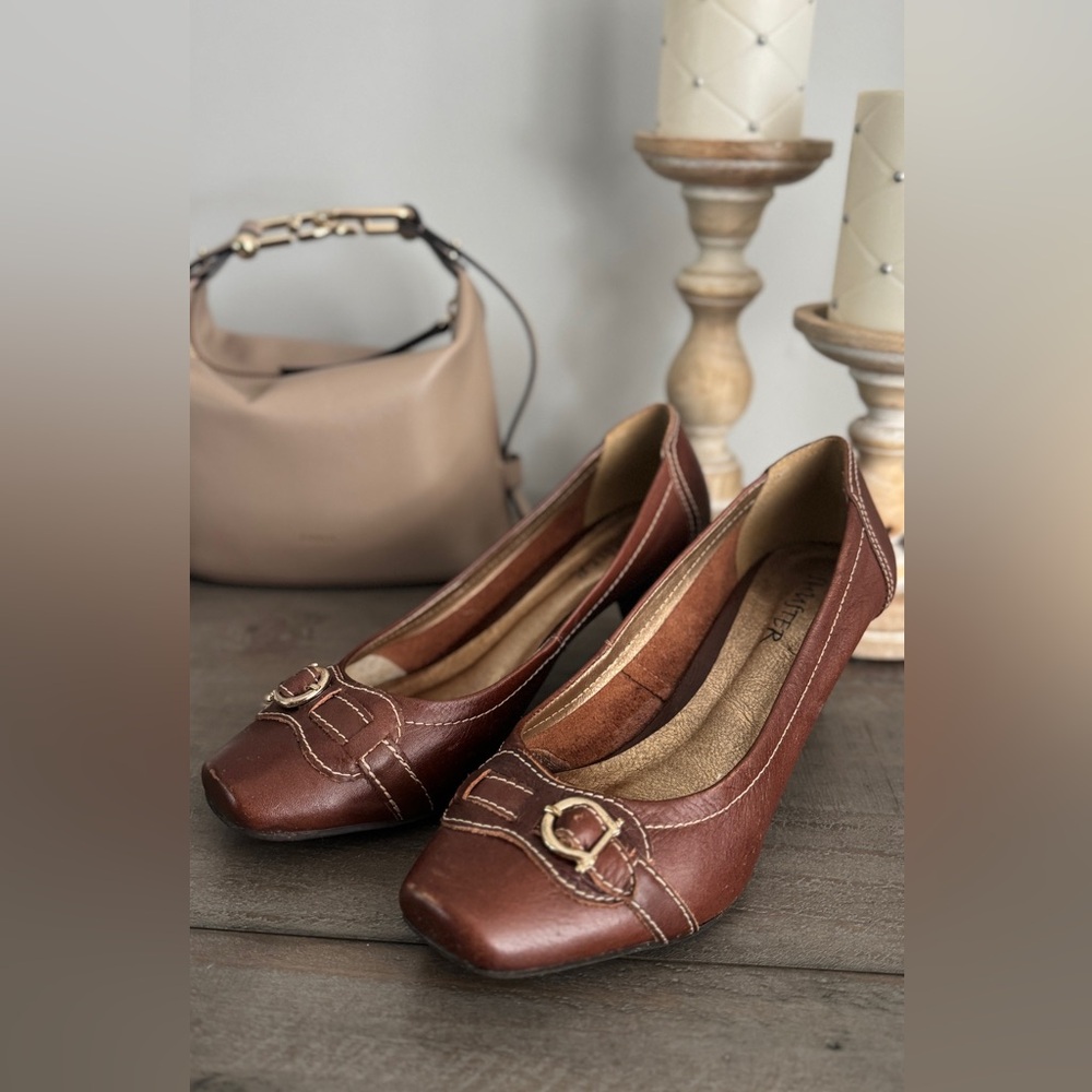 ME Makeover Essentials Brown Flats with Buckle Detail